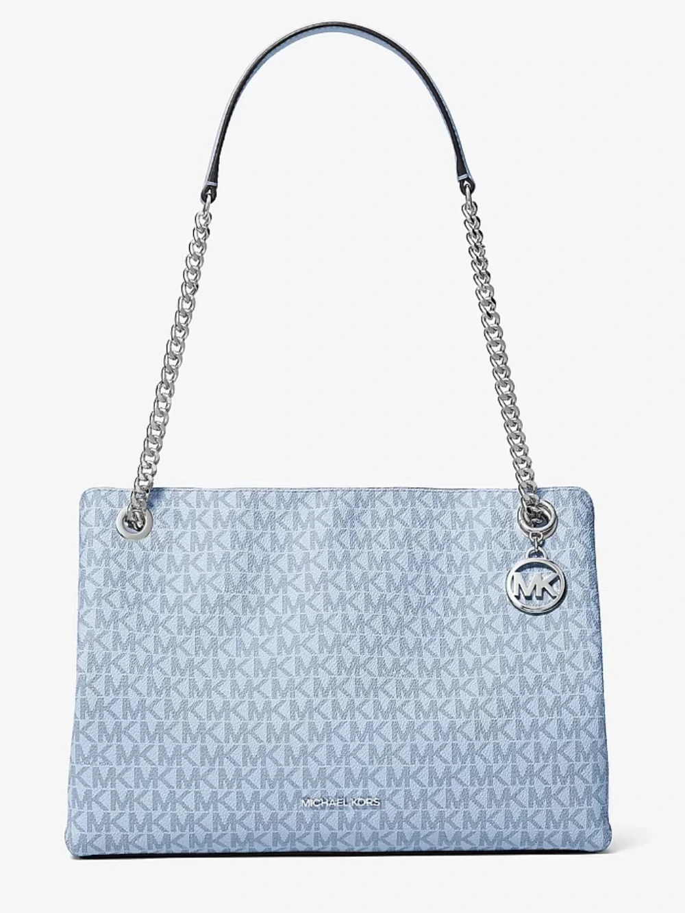 Michael Kors Pale Blue MK Logo Chain Shoulder Bag